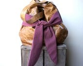 NEW Agatha /////in Distressed Camel Brown Leather with Plum Leather Bow and Two Way Strap