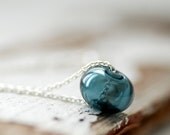 Denim Blue Necklace, Light Sapphire Blue, Weekend Jewelry, Slider Necklace, Minimalist Jewelry, Hollow Glass Necklace