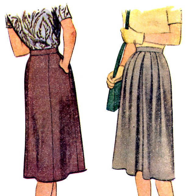 Vintage 1940s Pleated Skirt Pattern- Waist 26-  McCall 6544