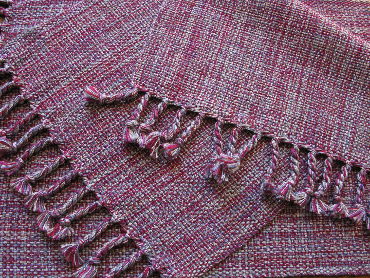 HandWoven Placemat Set of Two Table Decor Purple Lavendar Burgundy Magenta Cotton Hand Woven Placemats