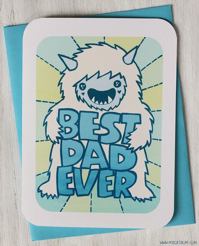 Happy Fathers Day Card -Best Dad Ever Yeti Notecard
