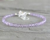 Lilac Amethyst and Sterling Silver Stacking Bracelet. Purple Gemstone. February Birthstone