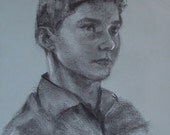 CHARCOAL PORTRAIT Commission-- Original unframed 15x11 inch study, made to order, by Diana Moses Botkin