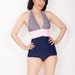CHARLENE Black Halter Gingham Swimsuit Size S-XXL