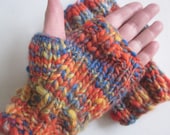 handknit handspun fingerless gloves DAYBREAK