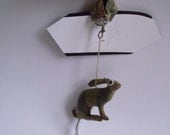 Drive Safe with baby hare military bunny tiny Ornament plush No3 Soft Sculpture Aussie Army cams fabric for your car rear view mirror charm