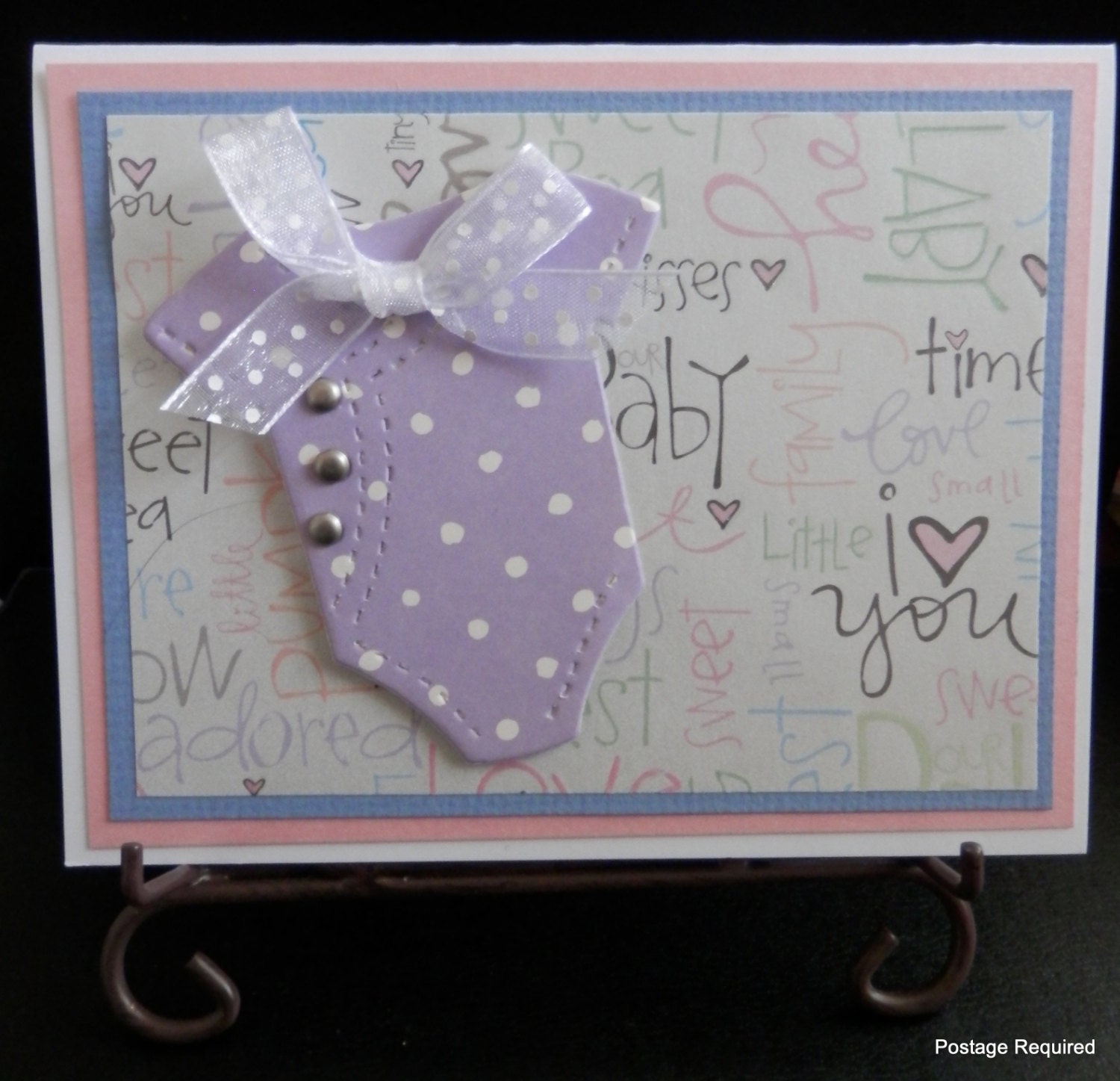 Greeting Card Baby Lavender Polka Dot Onesie