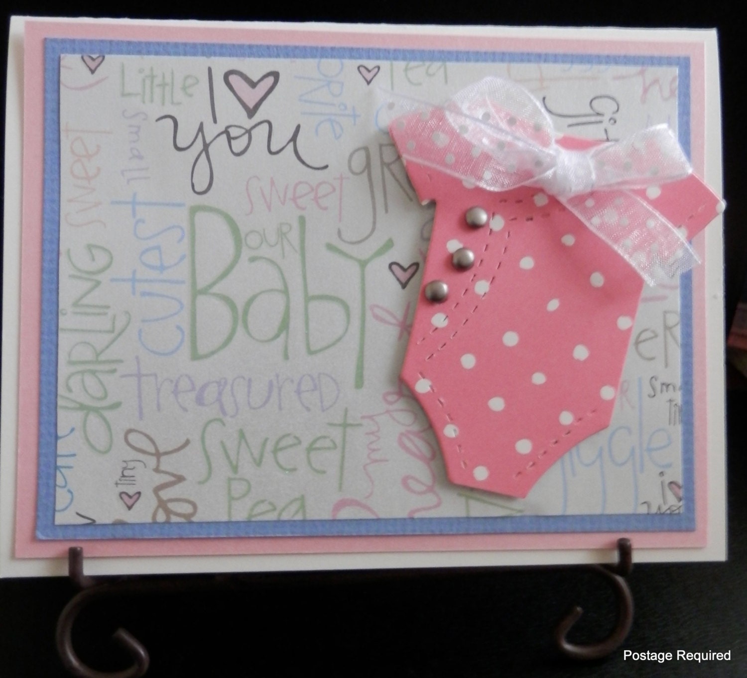 Greeting Card Baby Pink Polka Dot Onesie
