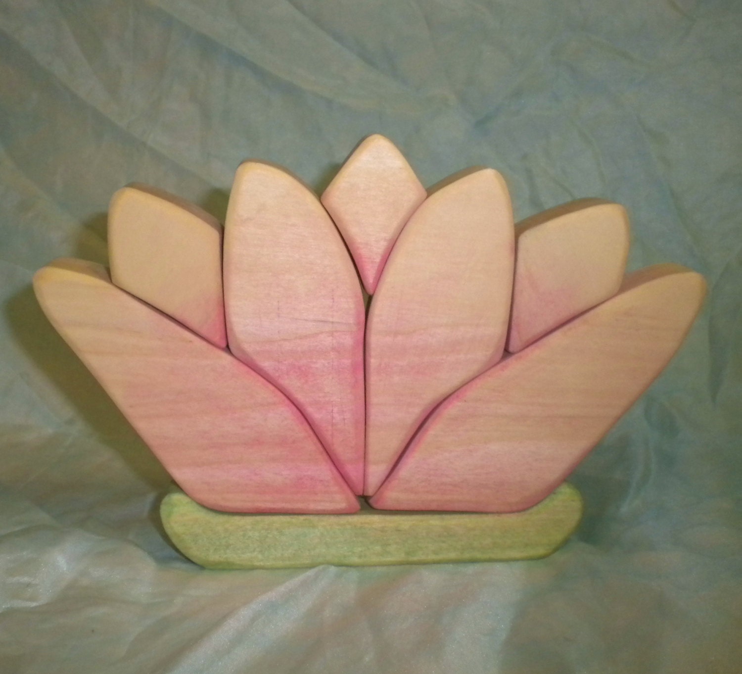 Waldorf Inspired Kids Wooden Stacking Lotus Flower Play Toy