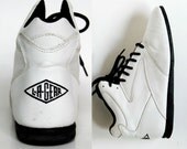 vintage LA GEAR ankle lace ups /  1980s mod white DUCKY leatherette hi top shoes