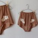 vintage PINUP high waist briefs / 1950s lace applique taupe lingerie