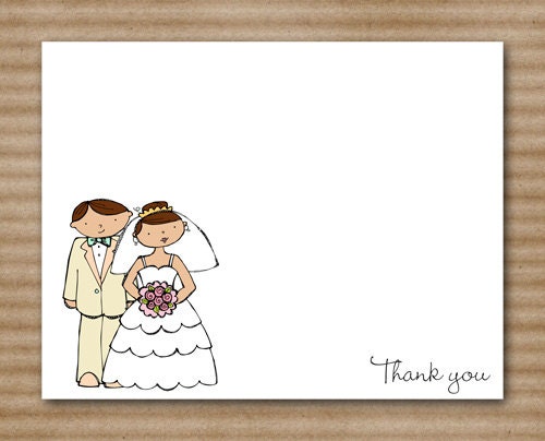 Wedding Thank You Cards / Bridal Shower Thank You Cards / Bride and Groom Thank You / Couple Stationery Personalized (set of 8)