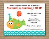 Fish Birthday Invitation / Fish Invitation / Under The Sea / Pool / Beach - PRINTABLE PDF File / Printed Invitations Also Available