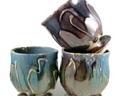 Ceramic Tumbler Cup with Pedestal Base - Blue and Purple (18 oz) - Handmade Art Vessels - Art Pottery - Ready to Ship
