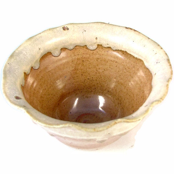 Gold Ceramic Bowl - Flower Art Bowl - One Quart Bowl - Handmade Pottery Bowl - Wheel Thrown Stoneware Clay Centerpiece - Ready to Ship