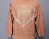 over sized vintage spring iridescent heart sweater