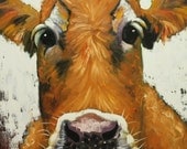 Cow painting 631 30x30 inch original animal portrait oil painting by Roz