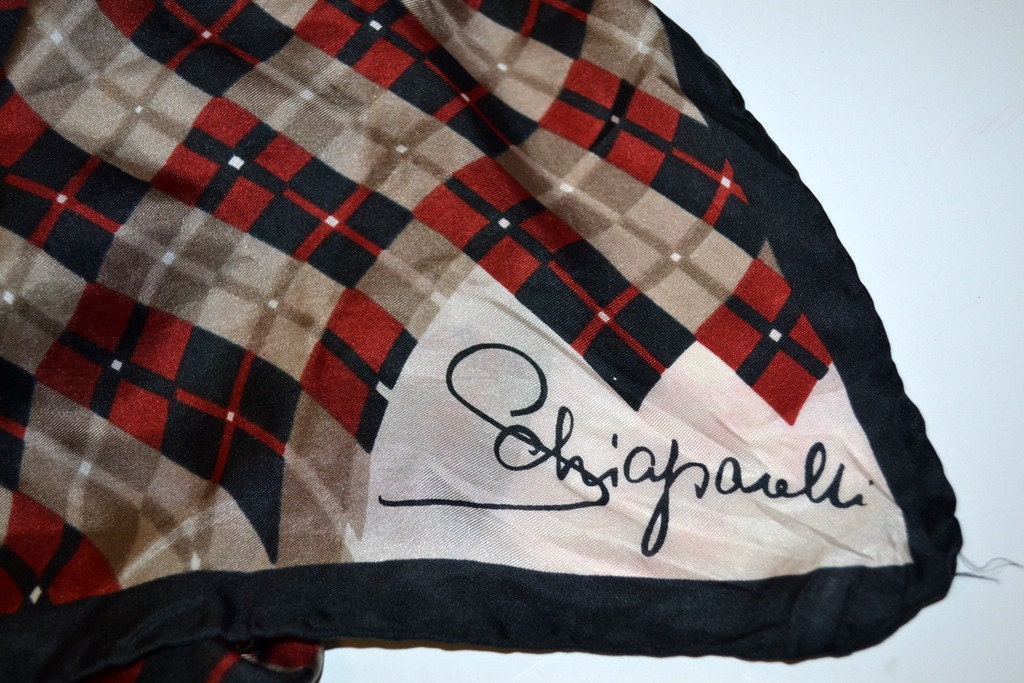 Vintage Schiaparelli Silk Scarf 22 inch Sq