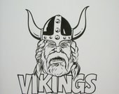 Vikings  Original Pen and Ink Drawing  Vintage Spirit Poster Design  Art for T-Shirts