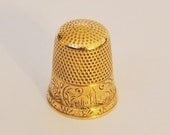 Antique Gold Thimble  Still Engravable Area Scroll Engraving work in Design  14KT