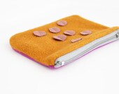 Mustard and magenta wool Pouch