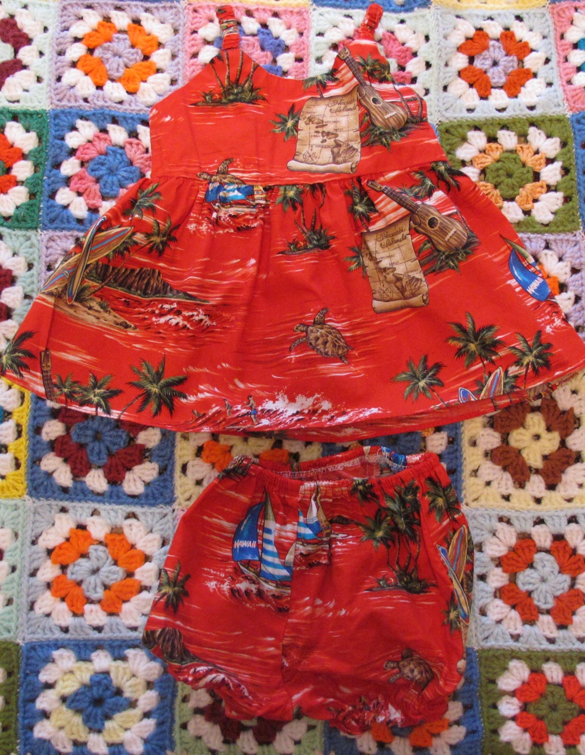 Hawaiian Dress and Bloomers 12-18 Months