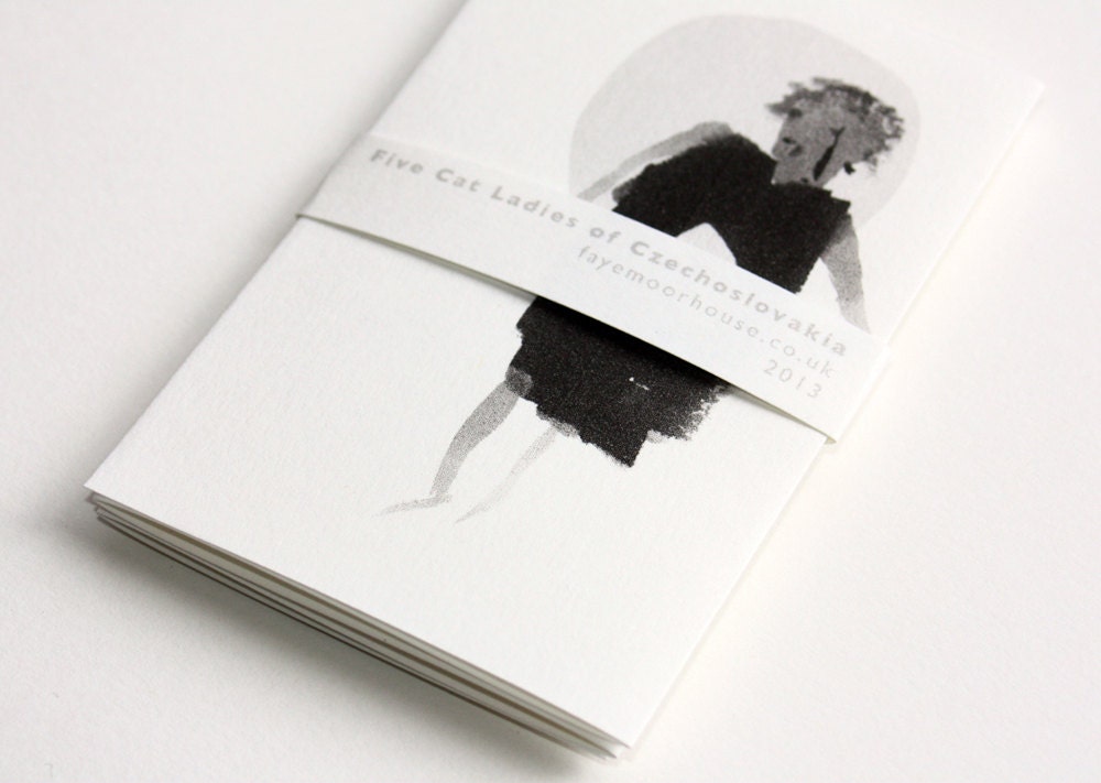 Mini Zine - Handmade Book. Five Czechoslovakian Cat Ladies.