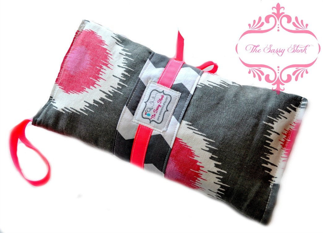 IKate grey and pink diaper clutch