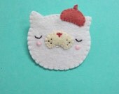 Beret Cat Felt Brooch - Made to Order
