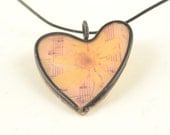 Resin Heart Black Wire Pendant Necklace