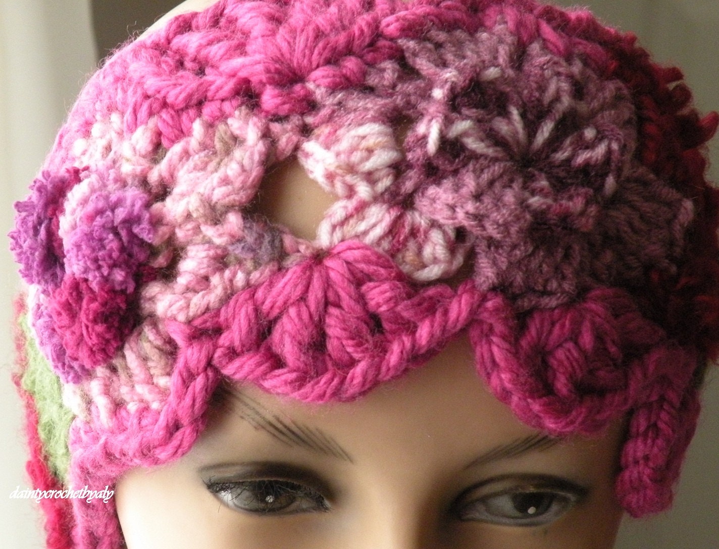 Chunky crocheted freeform headband
