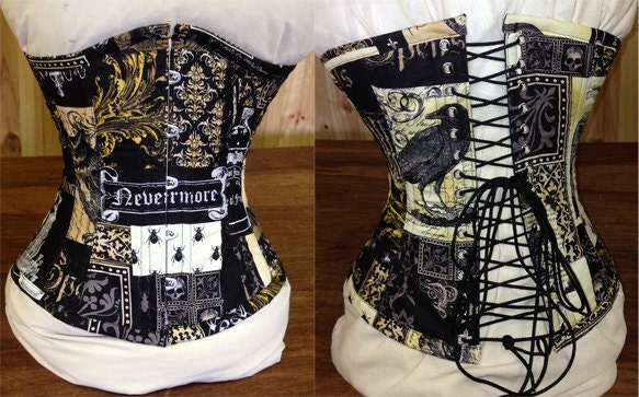 Edgar Allan Poe Nevermore Underbust Corset Custom Size