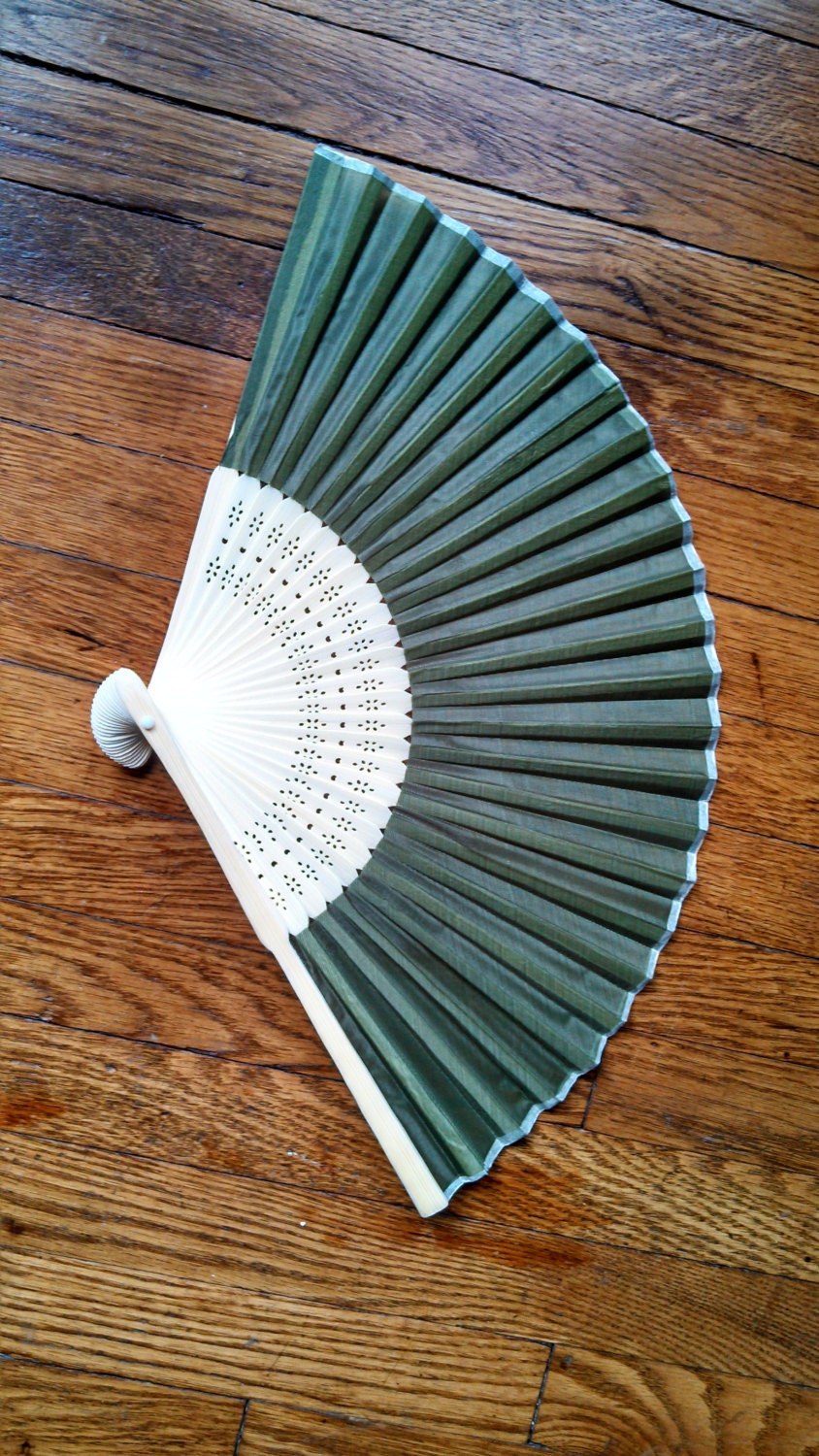 SPRING GREEN SILK Bamboo Fan