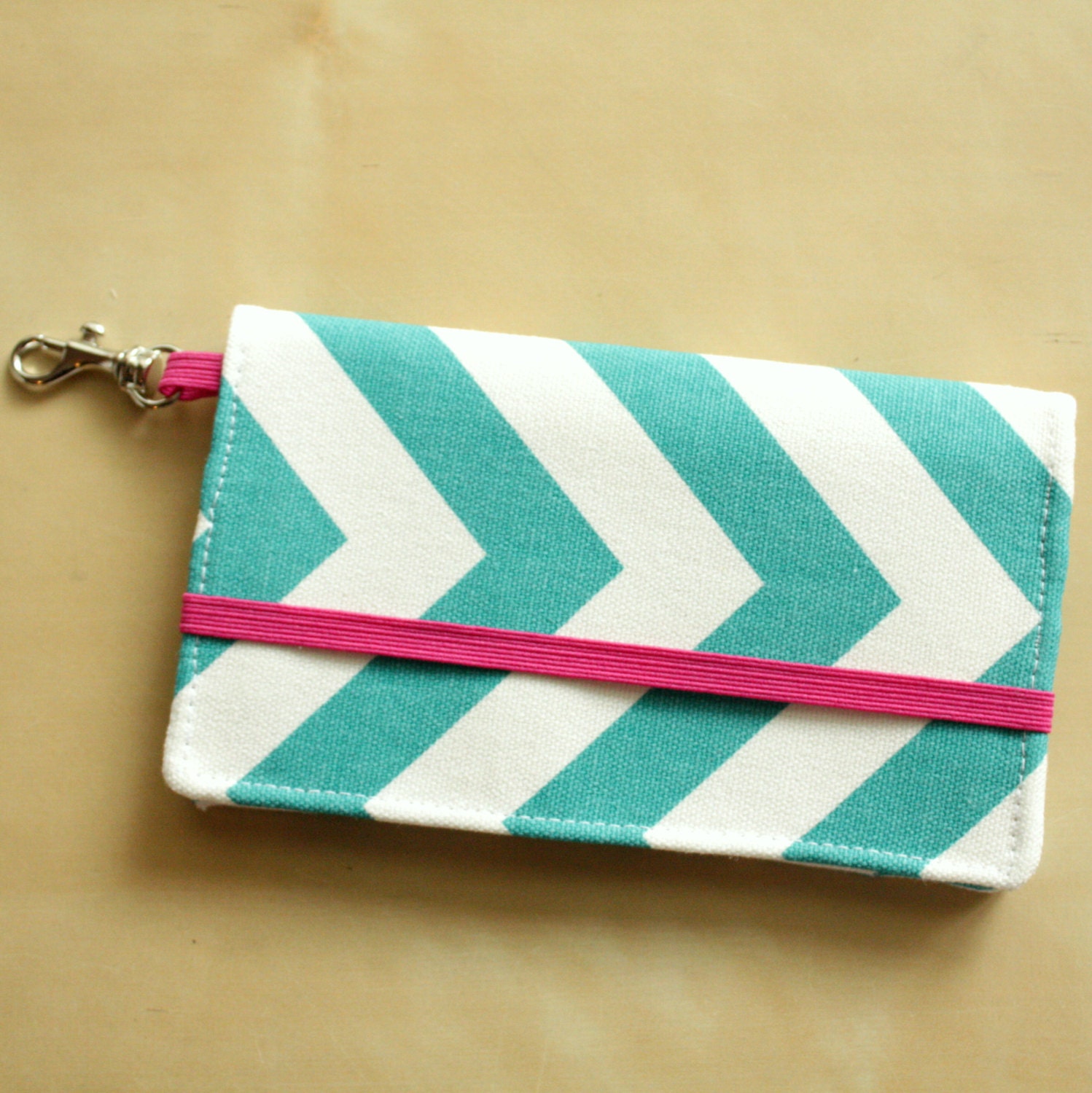 Cell Phone Wallet - Chevron Print - Turquoise and Pink Chevron - Smart Phone - Iphone Wallet