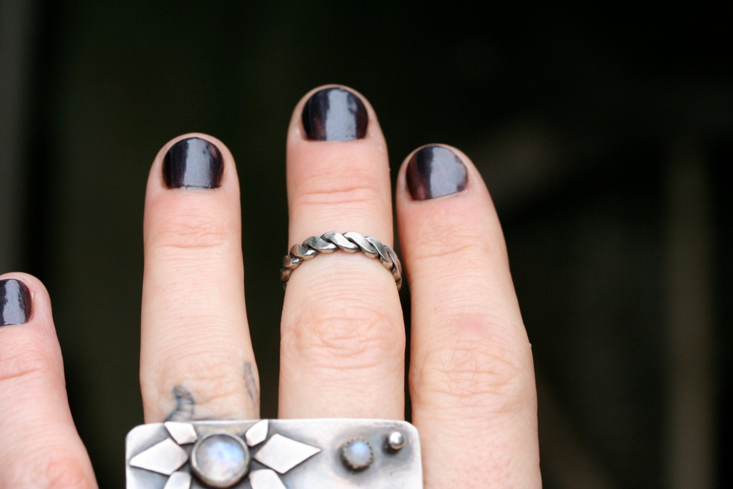 Braided sterling silver stacking band