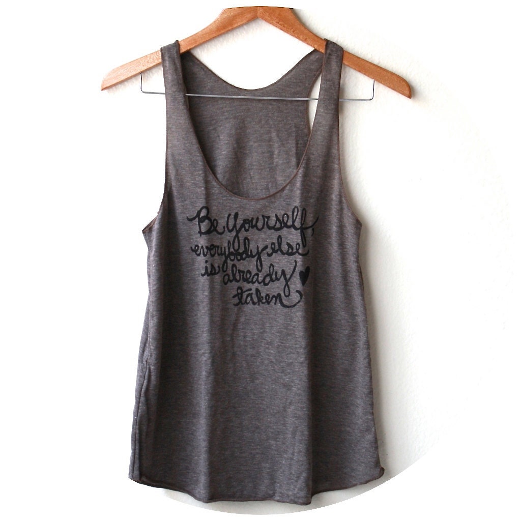 Be Yourself. XS Ladies' Racerback Tank in Coffee