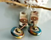 Southwest Faux Bone and Lampwork Bead Earrings