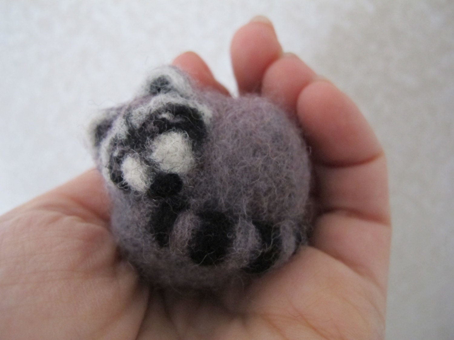 Raccoon - Needle Felted Toddler Jingle Bell Ball