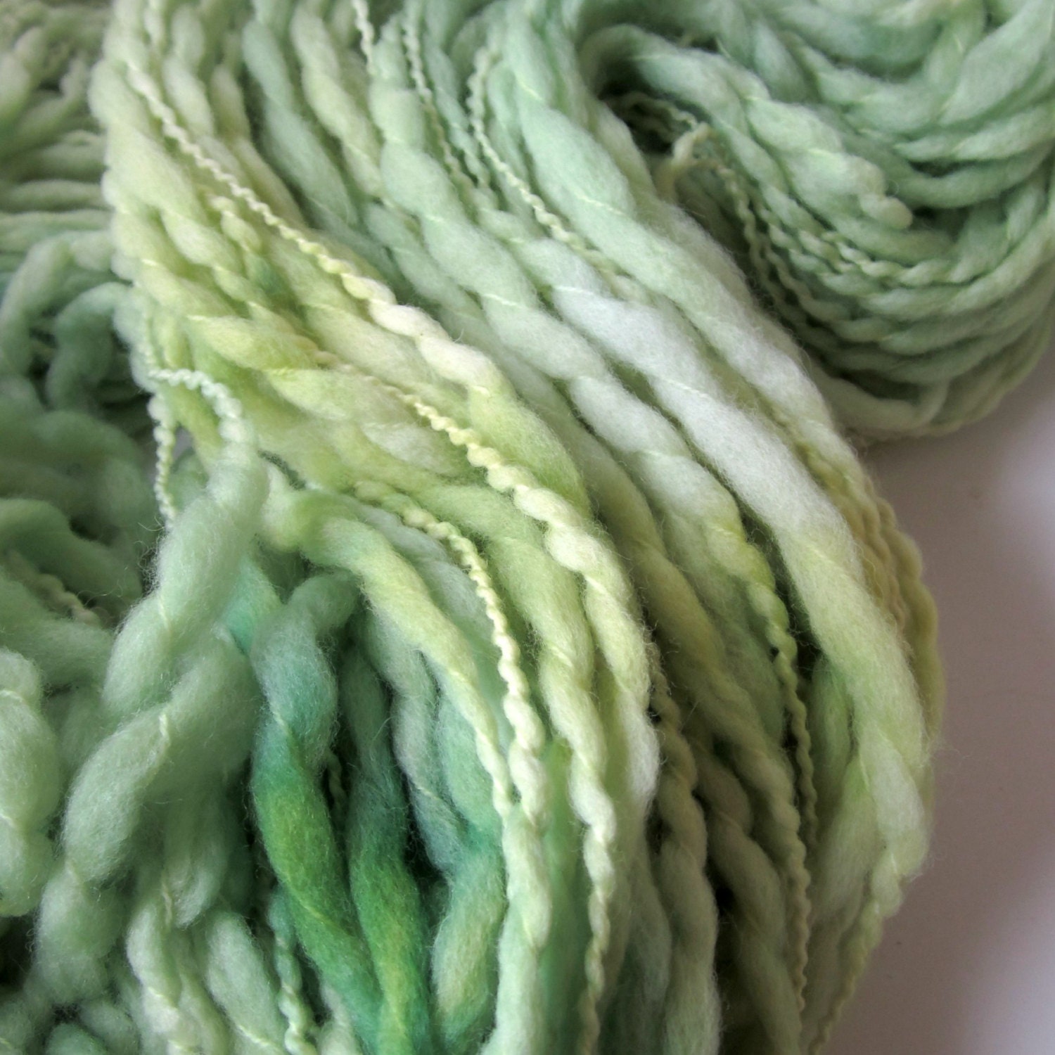 CLEARANCE - Hand Dyed Yarn, Thick and Thin Merino Wool,  Bulky Weight, 250 yards/ 8 oz , Mojito