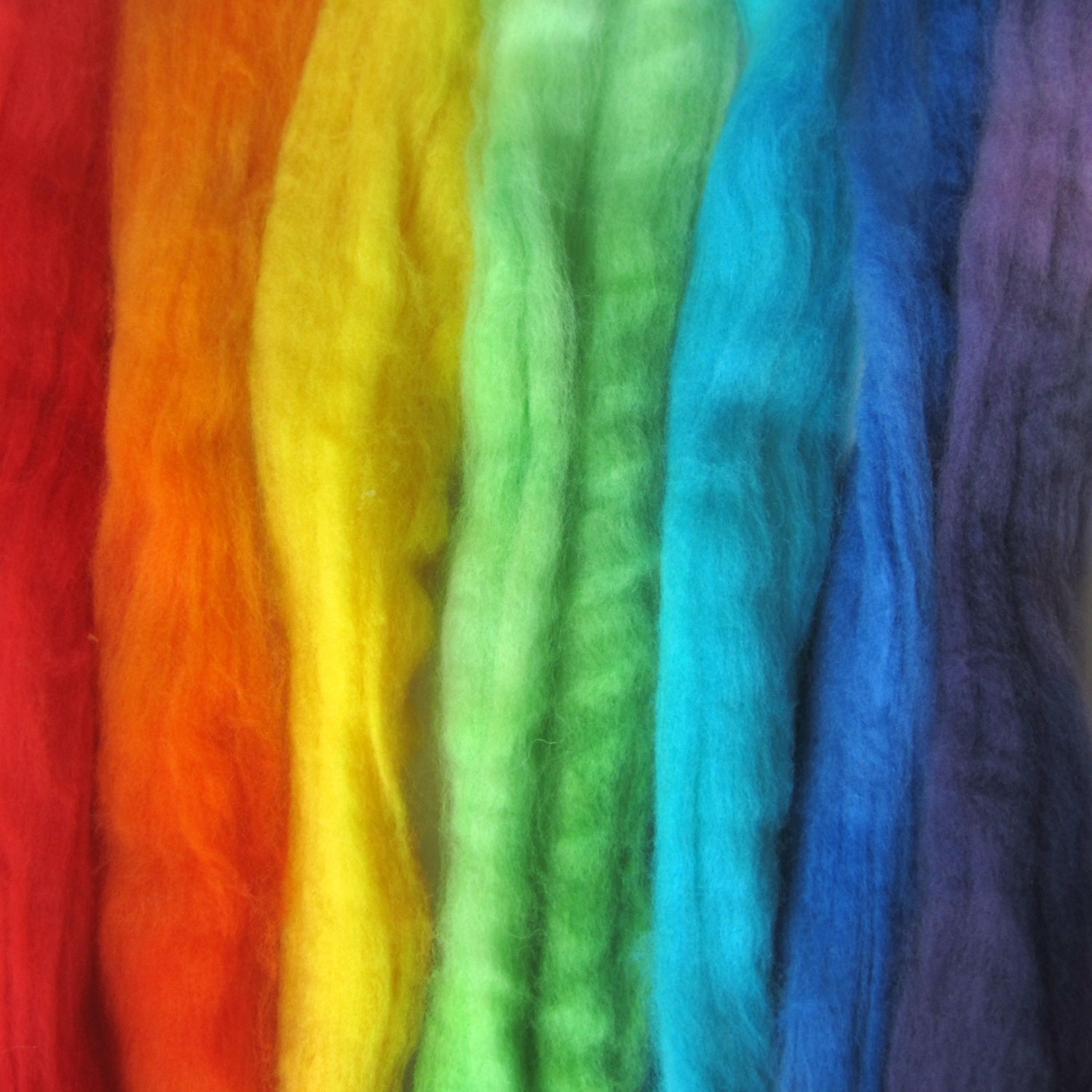Hand Dyed Merino Wool Play Pack- Spinning  Felting Fiber, Merino Wool Top Roving, Hand Dyed, 3 oz Bright Rainbow
