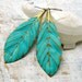 boho Leaf earrings turquoise mint Bohemian jewelry metal Feather earrings Patina earrings dangle