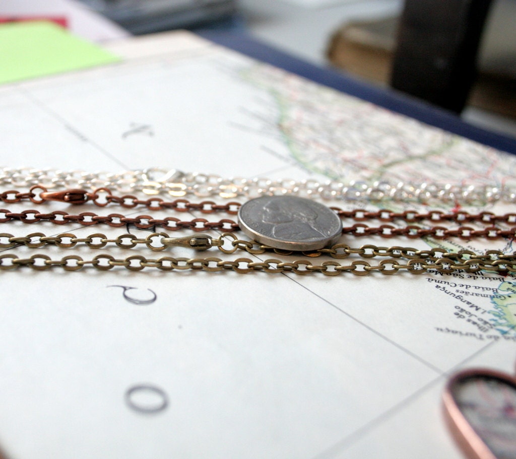 Oval Link Chain Necklace, 24 Inch, In Silver, Brass or Copper, 2 x 3 mm Link