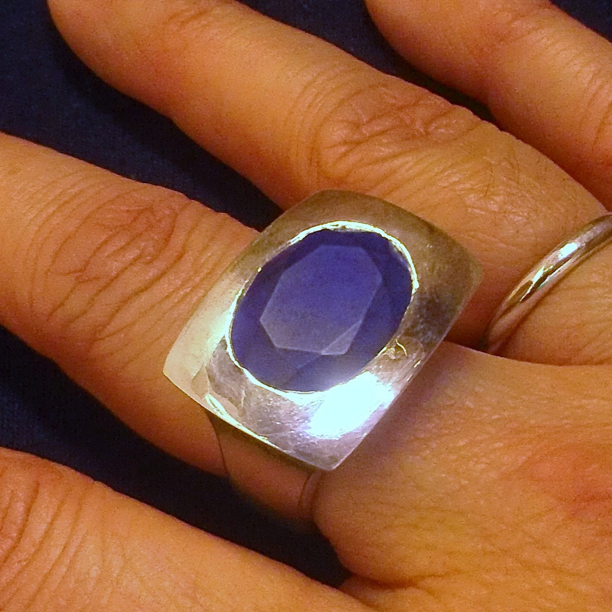 The Jewel of Isis Royal Blue Natural Lapis Lazuli Sterling Silver Statement Ring Size 7