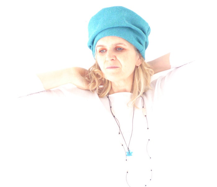 Turquoise Harris Tweed Wool Hat