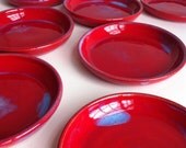 Red Wheel Trown 8 Stoneware Plates  MADE TO ORDER
