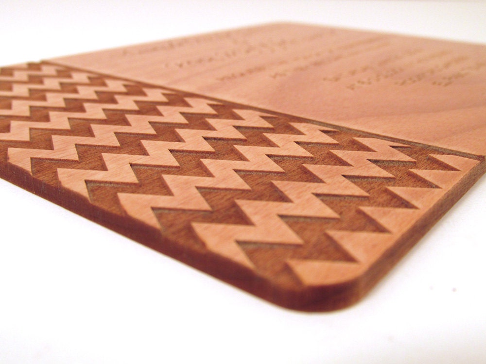 Chevron Wood Wedding Invitation
