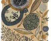 love's sweet song - ORIGINAL botanical collage, Susan Black