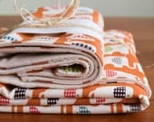 Organic Baby Blanket and Burp Cloths Set, ELE TRAIN