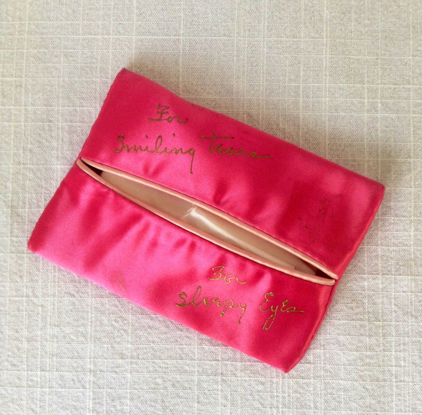 Vintage Pink Satin Tissue Pouch