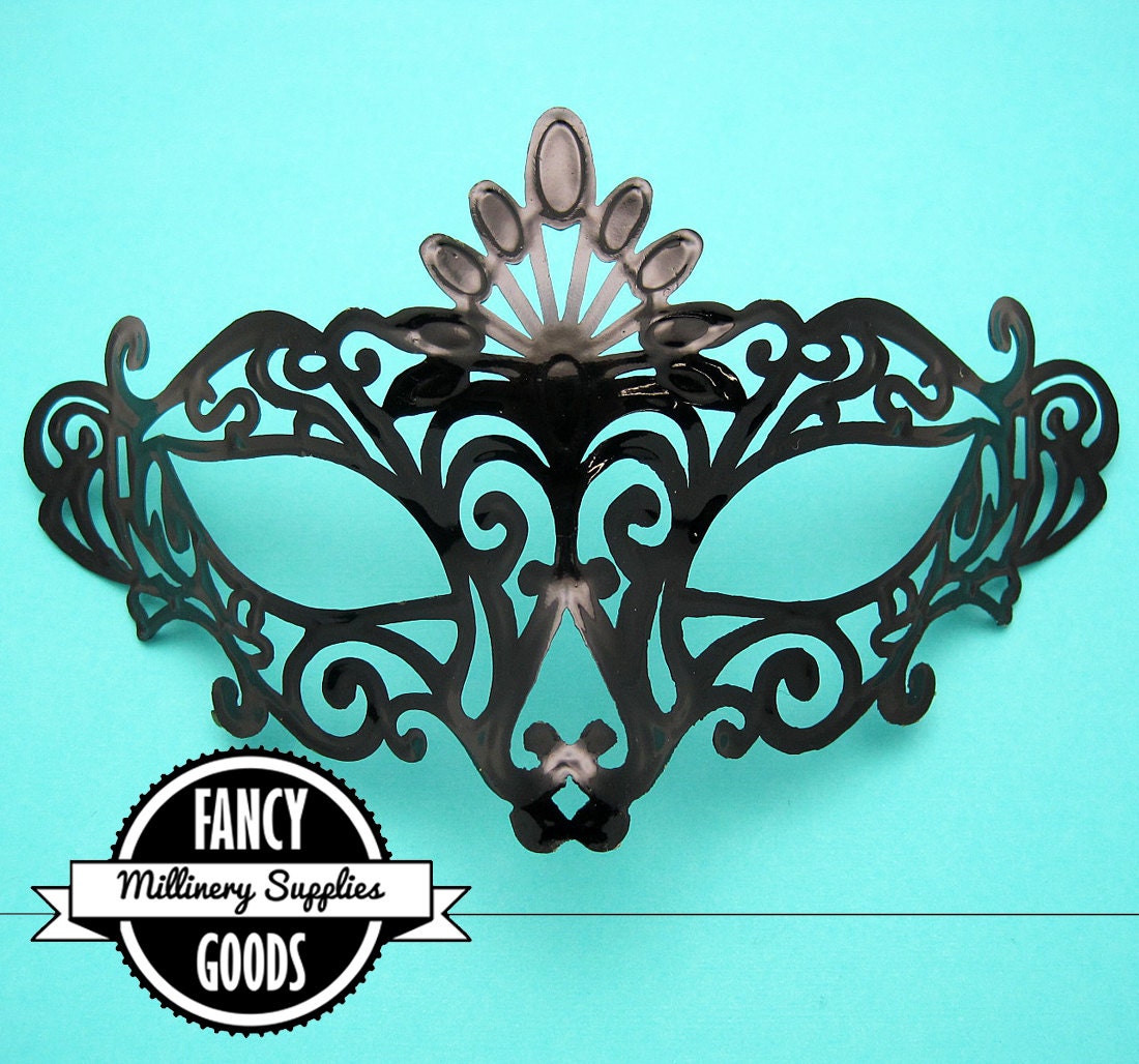 1 - Black - Scrollwork - Filigree - Masquerade - Half Mask - Party Mask - Venetian - Mardi Gras
